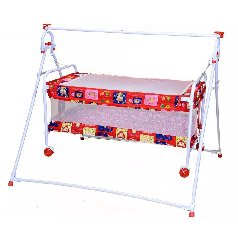 mother touch baby swing